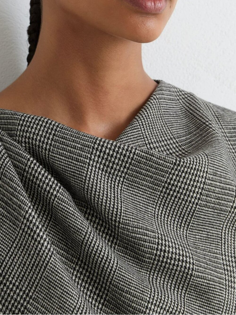 REISS Clara Midi Dress Grey Check Wool-Blend Tailored Classic - Picture 4 of 11